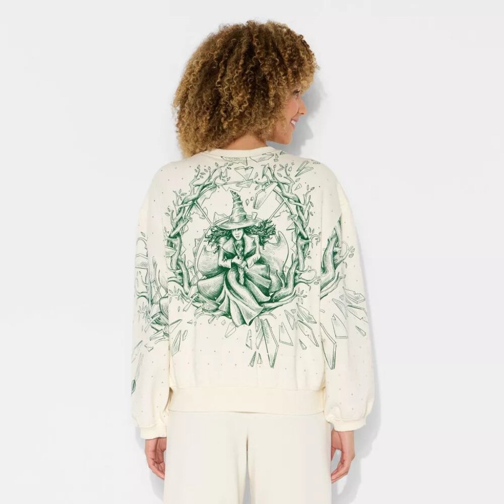 Wicked Katie Kime Target Good Bad Graphic Pullover Sweatshirt Cream Large New - Picture 2 of 2